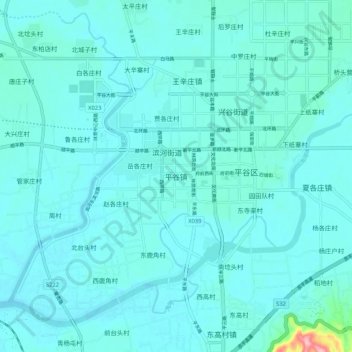 Mappa topografica 平谷镇, altitudine, rilievo