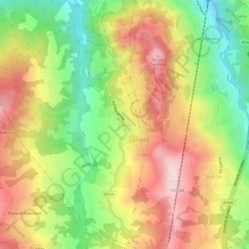 Mappa topografica Creda, altitudine, rilievo