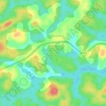 Mappa topografica Akak, altitudine, rilievo