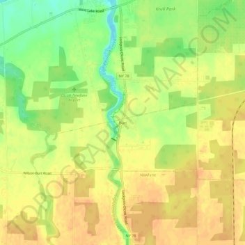 Mappa topografica Burt, altitudine, rilievo