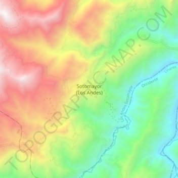 Mappa topografica Sotomayor (Los Andes), altitudine, rilievo