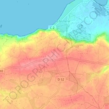 Mappa topografica Lanrivan, altitudine, rilievo
