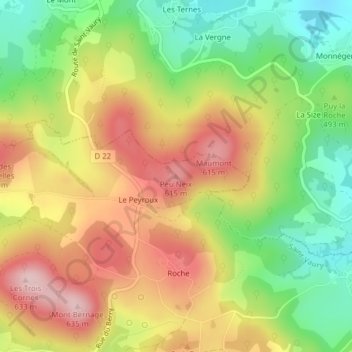 Mappa topografica Peu Neix, altitudine, rilievo