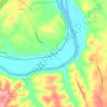 Mappa topografica Wingina, altitudine, rilievo