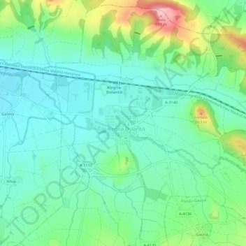 Mappa topografica Alegría-Dulantzi, altitudine, rilievo