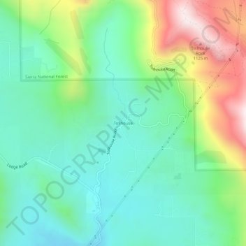 Mappa topografica Tollhouse, altitudine, rilievo