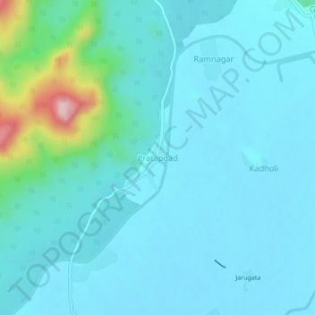 Mappa topografica Pratapgad, altitudine, rilievo