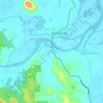 Mappa topografica Masi, altitudine, rilievo