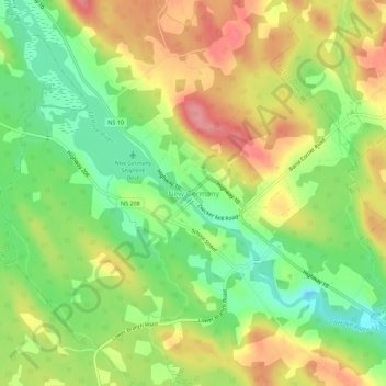 Mappa topografica New Germany, altitudine, rilievo