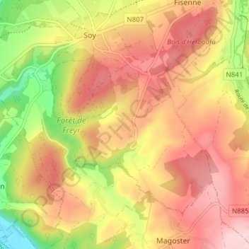 Mappa topografica Wy, altitudine, rilievo