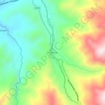 Mappa topografica Puruhuay, altitudine, rilievo