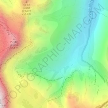 Mappa topografica Escouerens, altitudine, rilievo