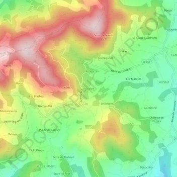 Mappa topografica Beaufort, altitudine, rilievo