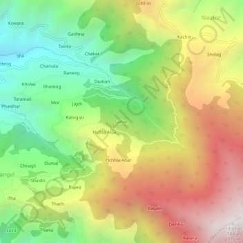 Mappa topografica Gahan, altitudine, rilievo