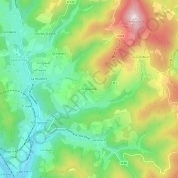 Mappa topografica La Douzette, altitudine, rilievo