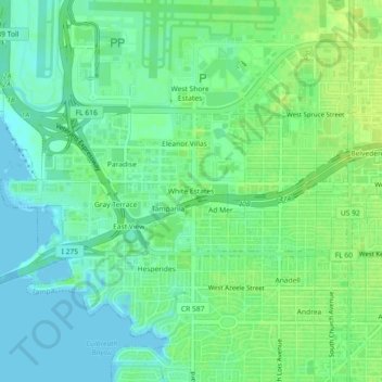 Mappa topografica White Estates, altitudine, rilievo