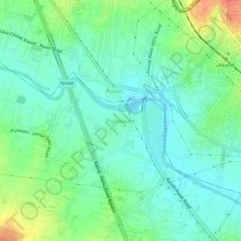 Mappa topografica Punawale, altitudine, rilievo