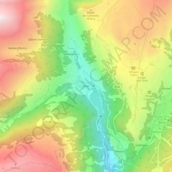 Mappa topografica Isola, altitudine, rilievo