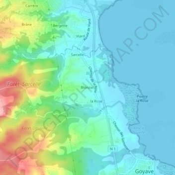 Mappa topografica Blonzac, altitudine, rilievo