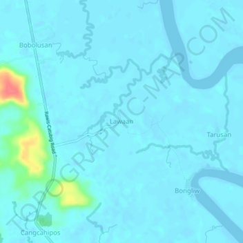 Mappa topografica Lawaan, altitudine, rilievo