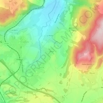 Mappa topografica Ternin, altitudine, rilievo