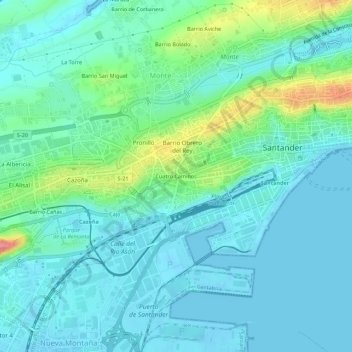 Mappa topografica Cuatro Caminos, altitudine, rilievo