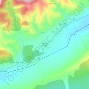 Mappa topografica Candanedo de Fenar, altitudine, rilievo