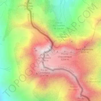 Mappa topografica Grotte du Paradis, altitudine, rilievo