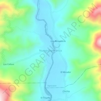Mappa topografica Nueva Esperanza, altitudine, rilievo