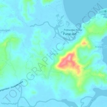 Mappa topografica Tugos, altitudine, rilievo