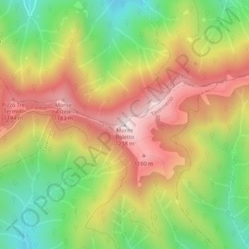 Mappa topografica Monte Boletto, altitudine, rilievo