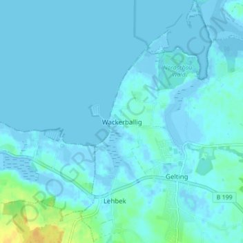 Mappa topografica Wackerballig, altitudine, rilievo