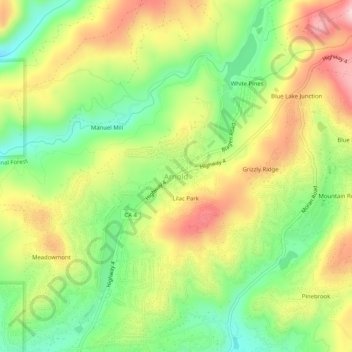 Mappa topografica Arnold, altitudine, rilievo