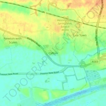 Mappa topografica Clifton, altitudine, rilievo