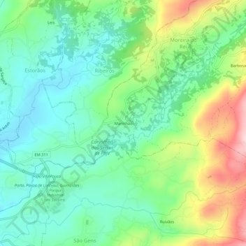 Mappa topografica Marinhão, altitudine, rilievo