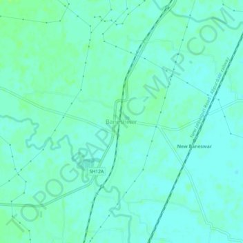 Mappa topografica Baneshwar, altitudine, rilievo