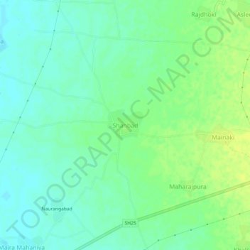 Mappa topografica Shahbad, altitudine, rilievo