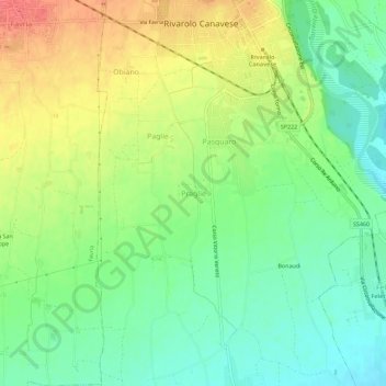Mappa topografica Praglie, altitudine, rilievo