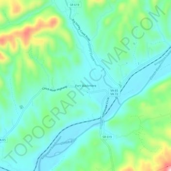 Mappa topografica Fort Blackmore, altitudine, rilievo