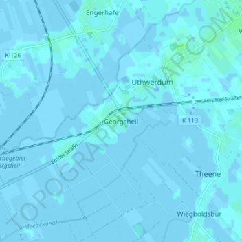 Mappa topografica Georgsheil, altitudine, rilievo