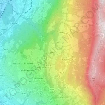 Mappa topografica Armiaz, altitudine, rilievo