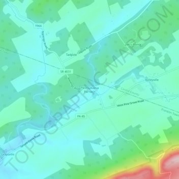 Mappa topografica Pennsylvania Furnace, altitudine, rilievo