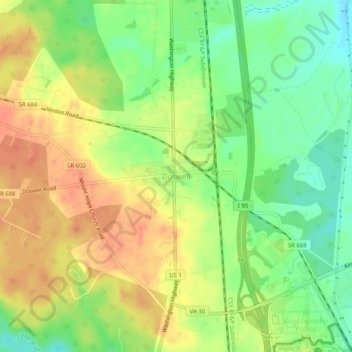 Mappa topografica Doswell, altitudine, rilievo