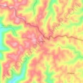 Mappa topografica Curaca, altitudine, rilievo