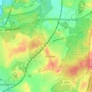 Mappa topografica Clarendon Park, altitudine, rilievo