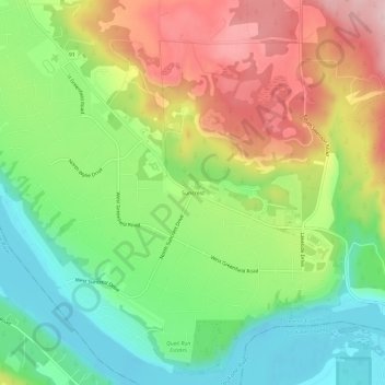 Mappa topografica Suncrest, altitudine, rilievo