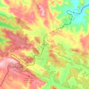 Mappa topografica Creel, altitudine, rilievo
