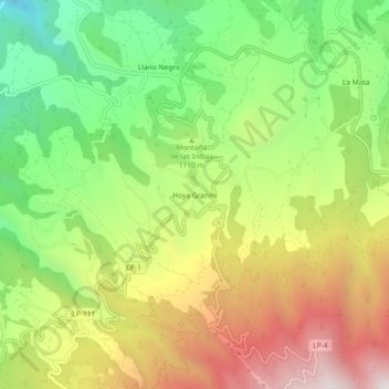 Mappa topografica Hoya Grande, altitudine, rilievo