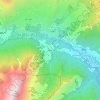 Mappa topografica Laux, altitudine, rilievo