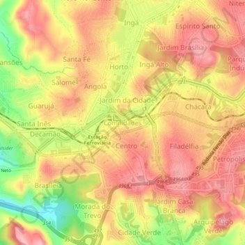 Mappa topografica Comnidades, altitudine, rilievo